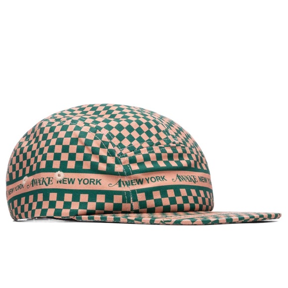 NEW AWAKE NY CHECKERED LOGO 5 PANEL CAP Green Khaki Peach - Picture 1 of 15